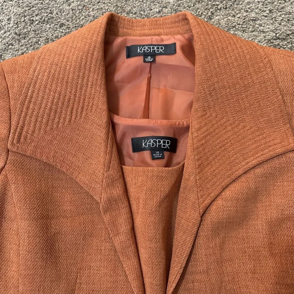 Kasper Blazer Suit Set Women 14 Burnt Sierra Tweed Office Church Business Preppy - Picture 2 of 15